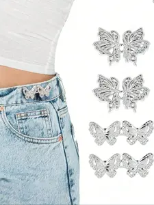 Adjustable Pants Tighteners, Butterfly Denim Button Loose Jeans Clips, Detachable Waistband Straps, Seamless Design for All Seasons