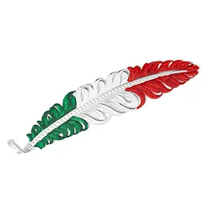 Unisex Mexico Flag Hat Feather with Green, White, and Red Hand-Painted Design