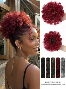Women's African Curl Claw Clip Ponytail Hair Bun, Instant Volume Updo, Short African Curl Claw Clip Ponytail Extension, Kinky Curl Chic, Voluminous, Versatile Use, Quick Styling