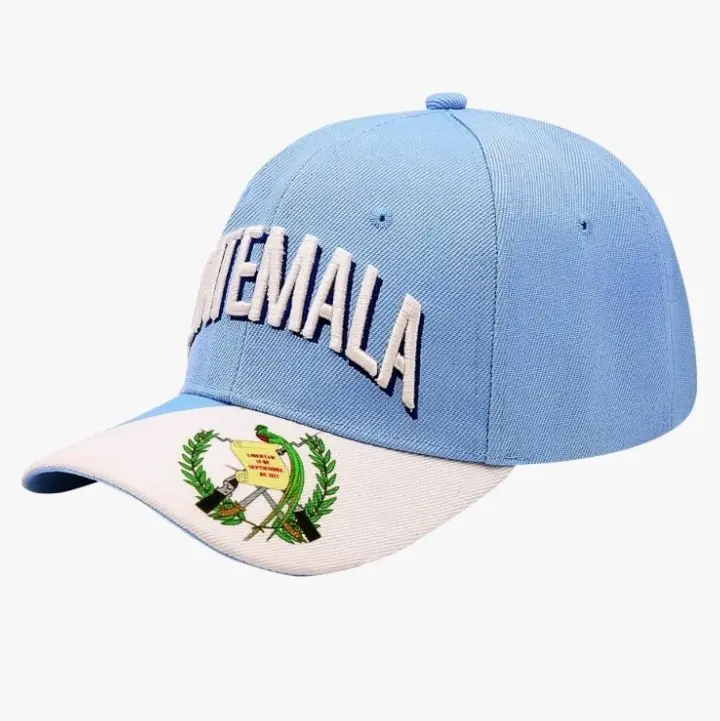 Gorra de fútbol con gorra de Guatemala, parche bordado en 3D del país, logotipo de la Copa Mundial, color local,  ajustable