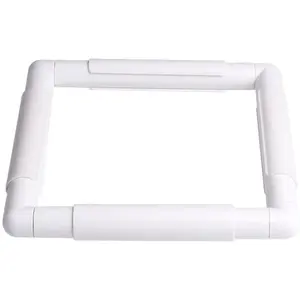 Square Embroidery Hoop, Plastic Cross Stitch Frame White Cross Stitching Frame Sewing Hoop Handhold Craft Clip Frame Embroidery Snap Frame Hoop DIY Sewing Tools for Cross Stitching (6x6 inches)