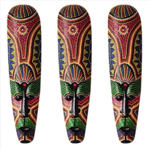 3X Wooden Mask Wall Hanging Solid Wood Carving Painted Facebook Wall Decor Home Decorations African Totem Mask Crafts A Lightweight Decorative