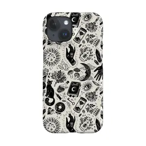 Witchy Aesthetic Durable Polycarbonate Smartphone Case, Mushroom-Moon-Sun Mystic Design Casing with Camera Protection, Phone Accessory, Gift for Her, Compatible with iPhone 11/12/13/14/15/16/17 Pro-ProMax-Plus-Air