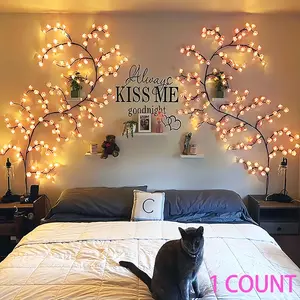 96leds/144leds Sakura Vine Lights, Bendable LED Branch Lights, 8 Flash Modes, USB Powered, Decorative Indoor Ambient LED Lighting Atmosphere Decor for Bedroom, Living Room, Party