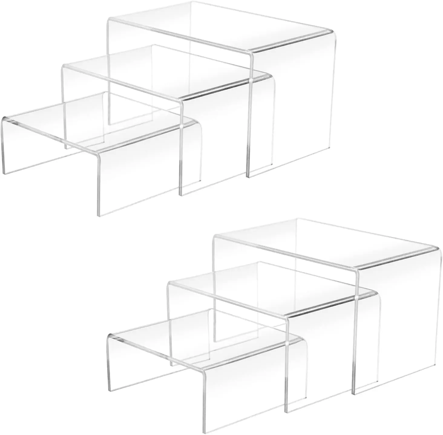 2 Sets Acrylic Display Risers(3",4",5") Clear Product Stand,Cupcakes Holder Dessert Transparent Showcase Stands, Candy Bar Risers, Lifts for Figures Cerpourt
