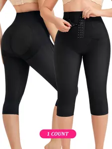 Women's Adjustable Hooks High Waist Shapewear Capris Leggings, Tummy Control Butt Lift Skinny Shaper Capri Pants, High Stretch Shapewear Bottoms for Daily Wear Shaping Leggings, High Waist Compression, High Waist Stretchy