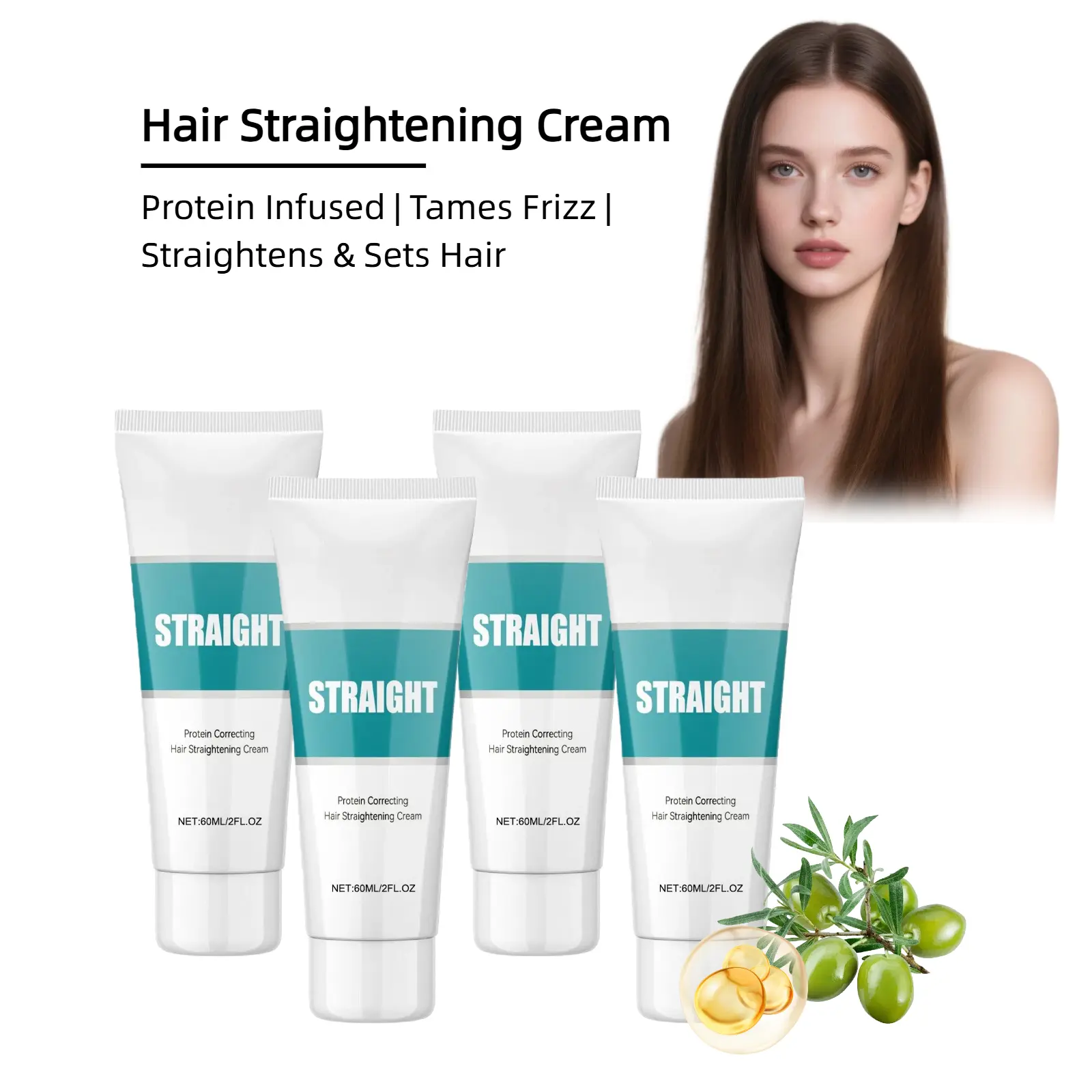 Protein Correcting Hair Straightening Cream – Mild & Fast Straightening, Repair Damaged Hair (All Hair Types)
