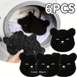 6pcs Cute Bear Laundry Lint Remover Sponges - Thick, Upgraded Fabric Softener for Washing Machines, Pet Hair & Lint Cleaner, Gentle on Clothes