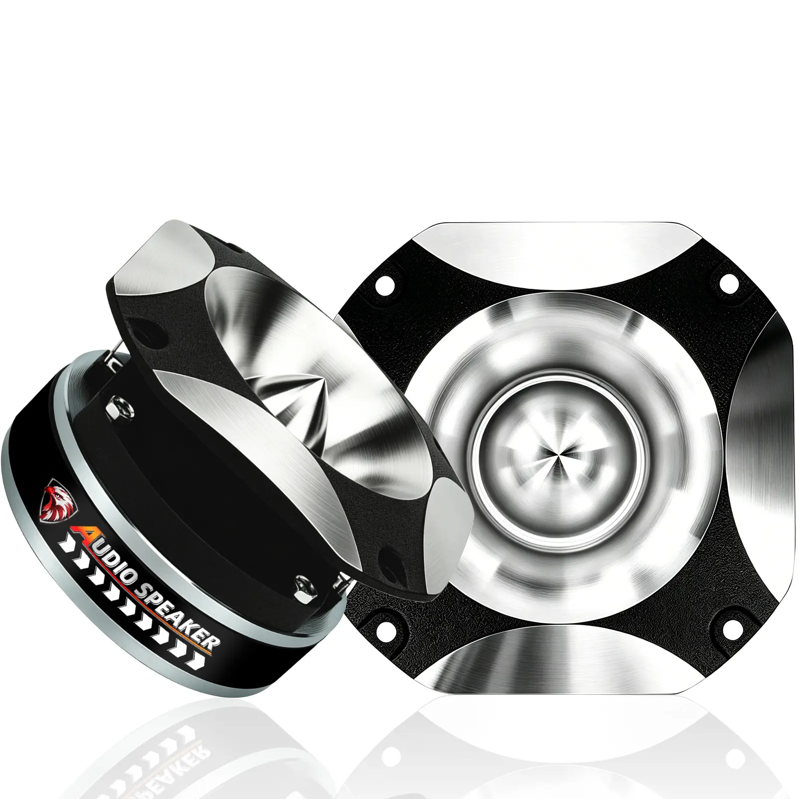TANVSO 4 in Black Silver Car Audio Super Tweeters Pair - 1200W MAX 4 Ohm Bullet Loudspeakers & Tweeters, Car Speaker Package, 107dB Titanium Driver, 1.5 in Voice Coil, Crossover Capacitor, Accessories for Door Panels, Speaker Boxes