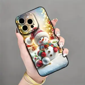 New Christmas Snowman Pattern Creative Phone Case, Suitable for iPhone 17 Air/16e/7/8/XR/XS/X/11/12/13/14/15/16 Pro Max/Plus, Shockproof Full Protection Printed UV Phone Case, Christmas Gift for Boyfriend/Girlfriend MS22