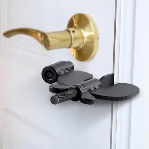 【Black】Portable Door Lock,Home Security,Hotel Door Locks,For Travelers Door Safety Locks,Hotel door lock,Portable door lock,Portable door lock for travel,Apartment security silver padlocks & hasps قفل باب