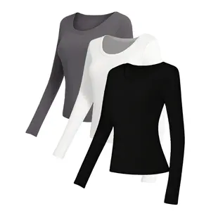 3 Pack Long Sleeve Y2K Crop Tops - Women's Crewneck & Turtleneck Slim Fit, Korean Fashion Basic, Minimalist Layering Shirts for Casual Daily