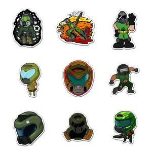 Doom Marine Sticker Pack 9 PCS Vinyl, G Car Wall Kid Phone Book Stickers, Funny Sticker Decal Decor