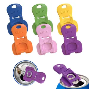 6PCS Colorful Can Tab Openers & Leak-Proof Drink Covers – One-Hand Soda Can Opener & Reusable Protector Caps for Coke, Beer, Soda and Standard Aluminum Cans