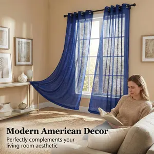 Cozy Curtain 2pcs 52x90 inch Solid Color Window Curtains, Soft Bamboo Gauze Yarn Fabric, Classic Grommet Top Design, Elegant Home Window Drapes for Bedroom Living Room Decoration L12