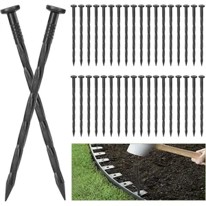 100Pack Plastic Landscape Edging Spikes, 8 Inch Spiral Landscape Anchoring Spikes,Landscape Spikes for Garden Lawn Yard, Paver Edging, Weed Barrier, Artificial Turf & More