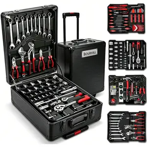 Bourvill 899PCS Large Capacity Metal Hand Toolbox, The Ultimate Home Repair Master Set - Comprehensive Toolbox, With 4 Drawers, General Household Toolkit, Simple And Durable, Auto Repair Repair Tools, No Assembly Required #fathersdaygift