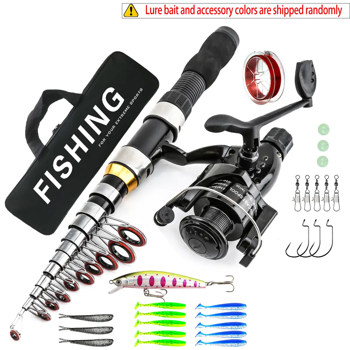 Professional Fishing Rod Set, 1 Set Anti-entanglement Design Fishing Rod with Fishing Accessories & Fishing Storage Bag, Outdoor Fishing Supplies