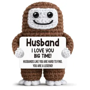 Crochet BigFoot Husband Gifts for Fathers Day Birthday,Best Husband Ever Gifts from Wife,Funny Romantic I Love You Handmade Sasquatch Decor Gift for Men Him Wedding Anniversary,Easter Basket Stuffers Soft Cuddly Gift