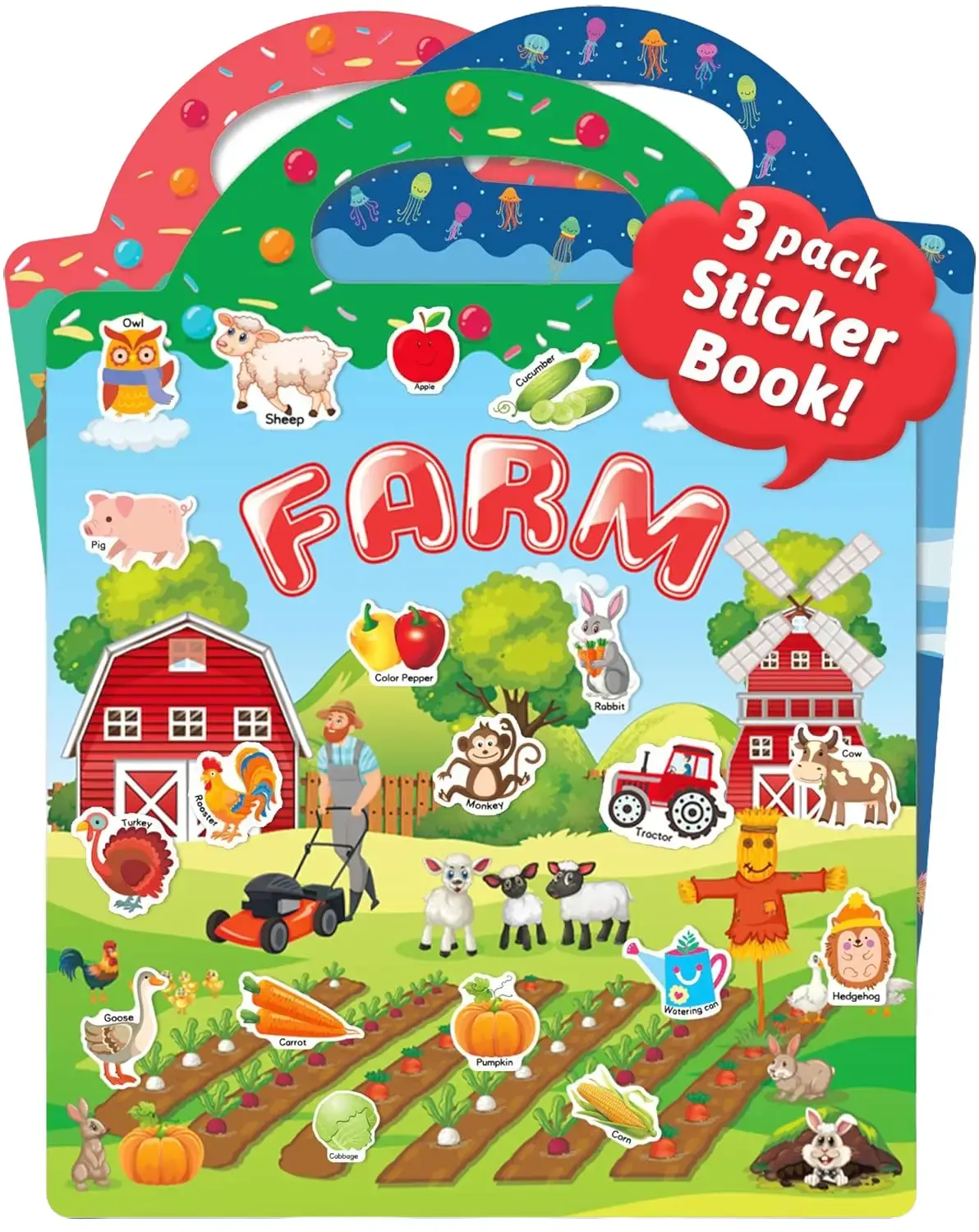 Reusable Sticker Book for Toddlers, Stickers for Kids, Travel Toy | Toddler Toys, Boys Girls Birthday Gifts, Airplane & Road Trip Essentials Kids, No Mess Waterproof Toddler Crafts Activities