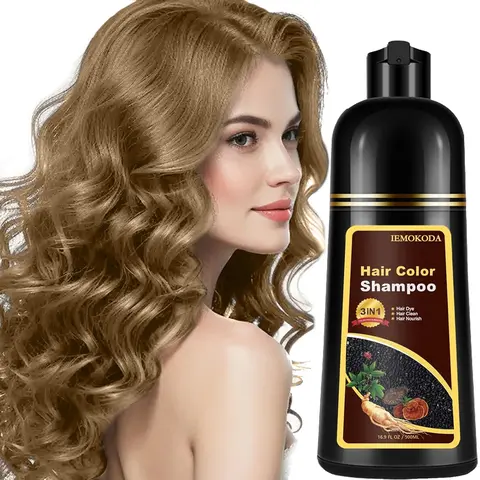 Natural Blonde Brown 3-in-1 Herbal Shampoo Hair Dye for Adults, All Hair Types, 100% Coverage, 10-15 Mins Coloring, Long-Lasting, Plant-Based Vegan, Ammonia-Free, Paraben-Free, 24-Month Shelf Life Haircare Product