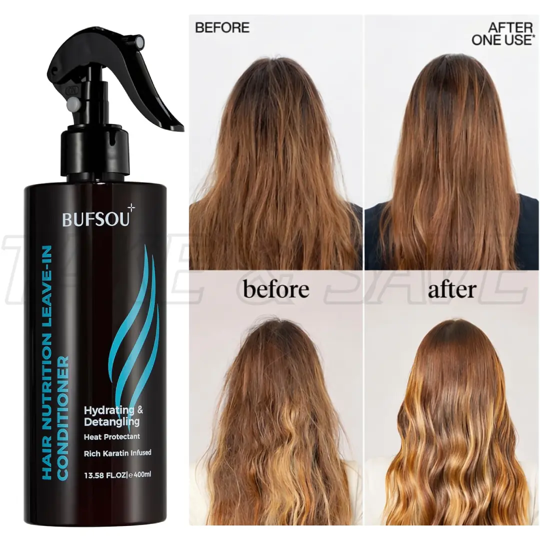 Keratin ALL-in-1 Leave-In Conditioner Spray | 450°F Heat Protectant + Split Ends Repair | Family-Safe Formula for All Hair Types | Vegan & Color-Treated Hair Approved (13.58 Fl Oz)