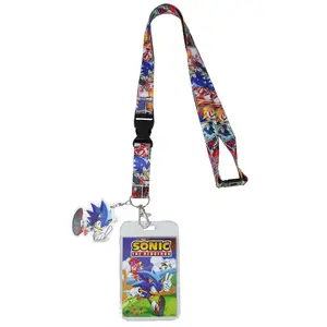 Sonic the Hedgehog Comic Strip ID Badge Holder Breakaway Lanyard w/ Rubber Charm