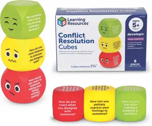 Learning Resources Conflict Resolution Cubes - Conversation Starter Cubes, Therapy Games for Kids, Social Skills Cards, Social Emotional Learning Games, Table Questions for Family Dinner