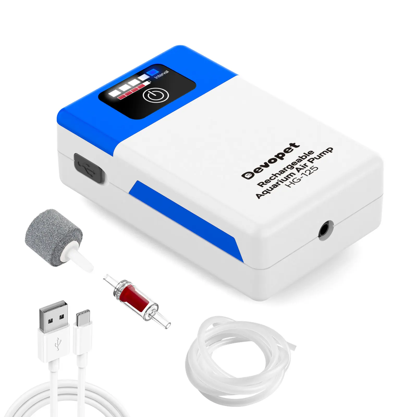 Battery Powered Aquarium Air Pump, Bait Bucket Portable Aerator, Ultra Quiet Fish Tank Bubbler, USB Rechargeable Oxygen Pump for Outdoor Fishing and Power Outages