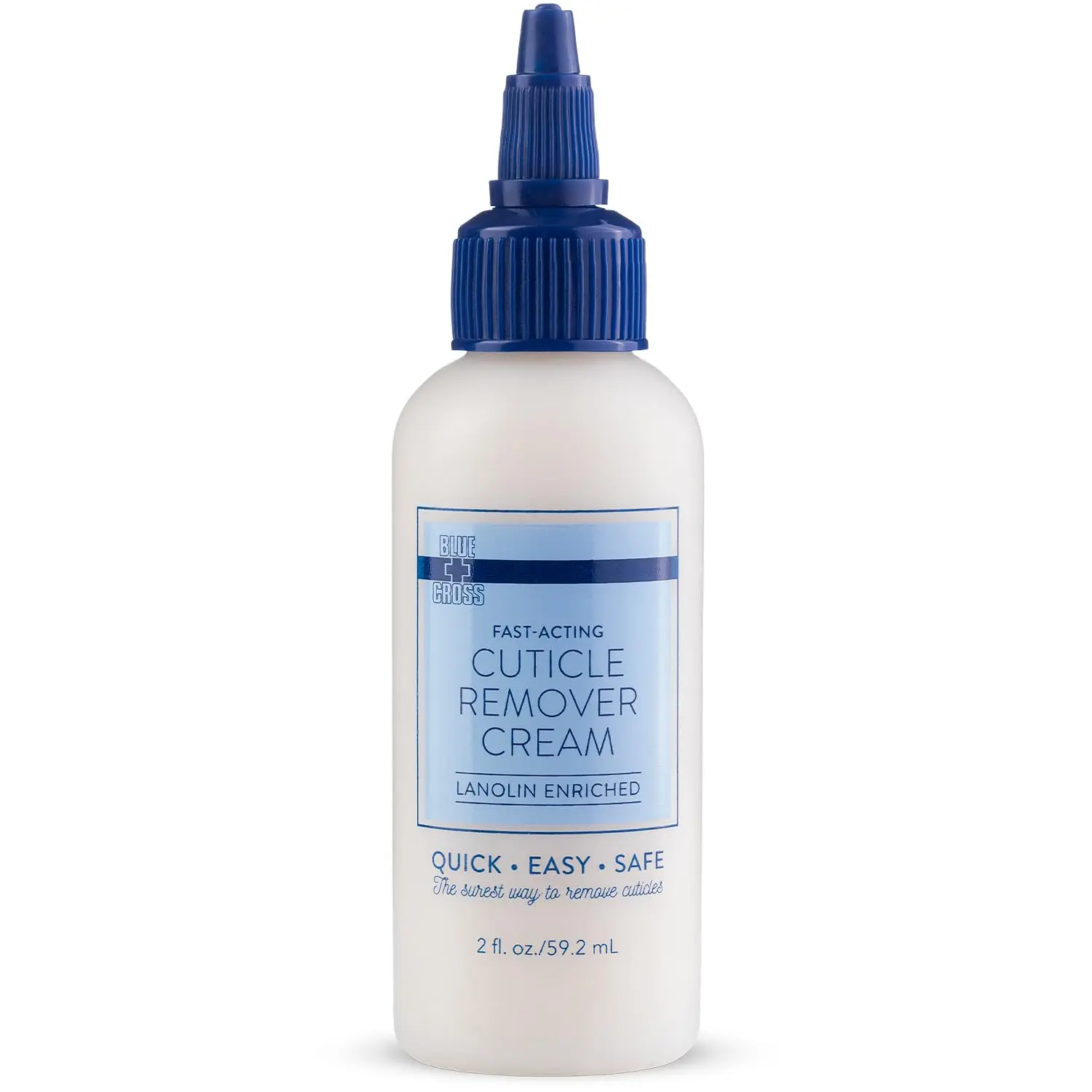 Blue Cross Cuticle Remover Cream for Dry Damaged Cuticles, Moisturizing Cuticle Softener for Nails, Professional Nail Care for Dry Manicures, Brittle Hang Nails, Made in USA, 2oz
