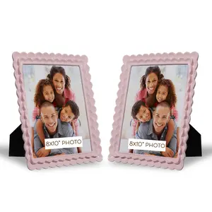 Sheffield Home 2 Pack of 4x6 or 8x10 Home Decor Frames for Wall or Tabletop Double Ruffle Design Pink Photo Frames