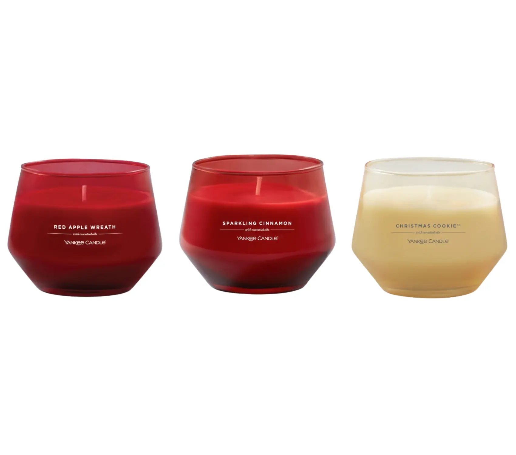 Yankee Candle Studio Candles with Essential Oils, Festive Favories Variety Pack, Red Apple Wreath, Sparkling Cinnamon, Christmas Cookie, 10 Ounce (Pack of 3)