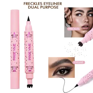 2-in-1 Freckle Stamp and Eyeliner Pen for QuickMakeup Looks - Create Faux Freckles and Sharp Winged Eyes with One Tool, Festivals,and Social Media Content Creation Lipliner Cosmetic，Great for Travel