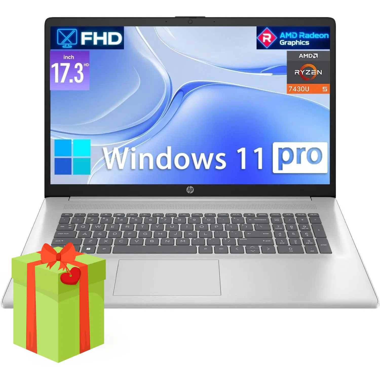 HP Flagship 17 Laptop Windows - AMD Ryzen 5 7430U Hexa-Core Student Office 2-in-1, 17.3" FHD IPS Anti-Glare Display, Wi-Fi 6, BT 5.4, Win 11 Pro, 8/16/32GB RAM, 512GB/1TB SSD, Accessories Included (for Home & Work), Student Office Laptop