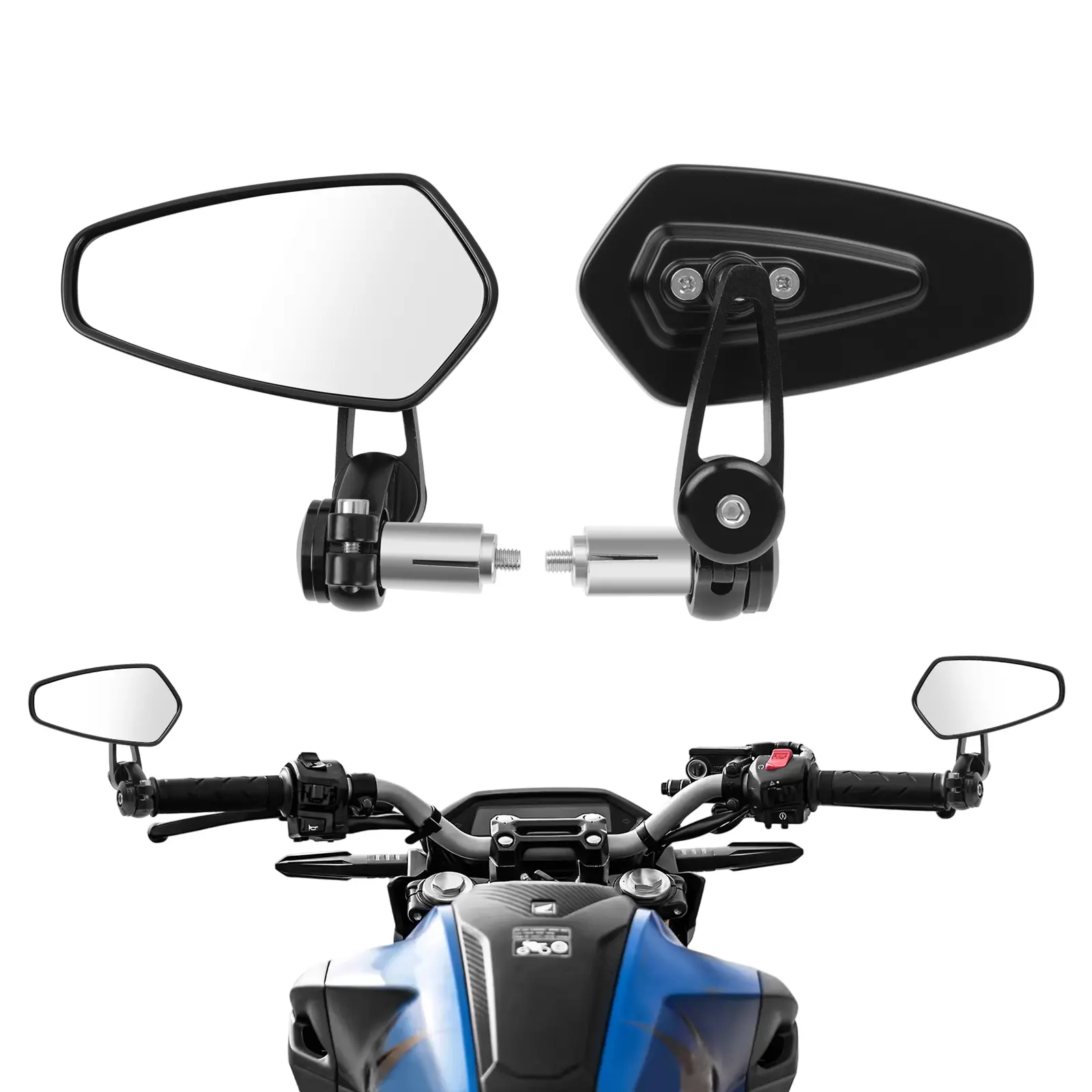 Universal Black Motorcycle 7/8" 22mm Motorcycle Rearview Mirrors Universal Glass Scooter Bar Handlebar Mirror Rear View Mirror Motorcycle Accessories