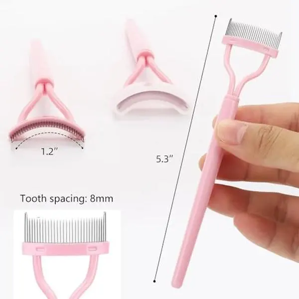 2PCS Eyelash Comb Separator Mascara Brush Lash Definer Makeup Tool Pink