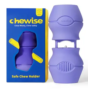 CHEWISE XL Anti-Choking Dog Bully Stick Holder - Heavy-Duty Large-Size Metal Teeth Design, BPA-Free Stainless Steel, Food-Grade Nylon, Corrosion-Resistant, Insert-Lock, Non-Toxic Chew Toys for 70+ lbs Large Breed Aggressive Chewers, All Seasons
