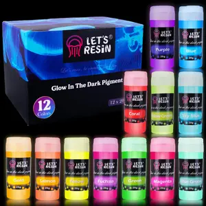 12 Colors Glow in The Dark Pigment Powder - 20g/0.7oz Each Bottle Epoxy Resin Luminous Pigments for Slime, Nails, Acrylic Paint, Halloween Decoration,Art,Crafts - LET'S RESIN