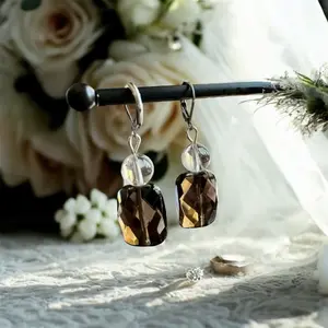 Smoky Quartz Earrings - All Natural Luxury, Handcrafted,stainless steel hooks