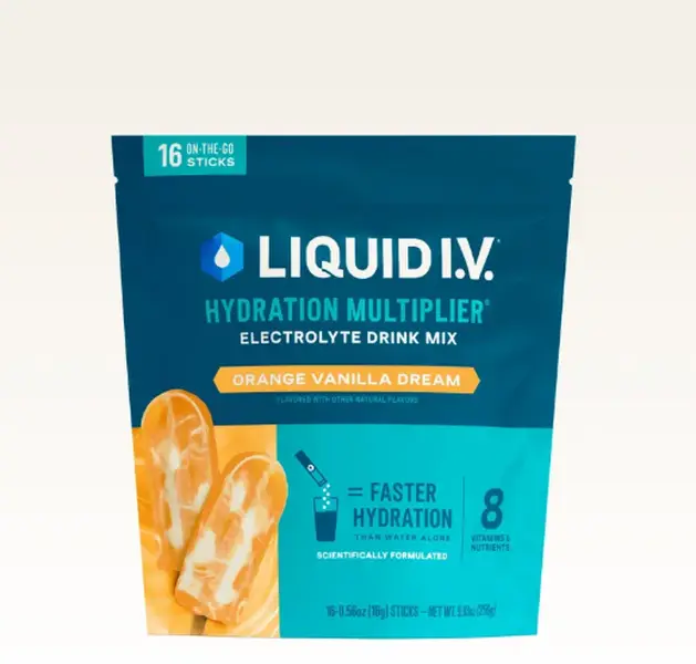 Liquid I.V. Hydration Multiplier - Orange Vanilla Dream - Hydration Powder Packets | Electrolyte Powder Drink Mix | Convenient Single-Serving Sticks | 8 Vitamins & Nutrients | 1 Pack (16 Servings)
