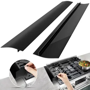 Silicone Gap Covers 2 Pack Heat Resistant Kitchen Stove Counter Gap Guard Filler Seals Spills Easy Clean 21 Inches Black