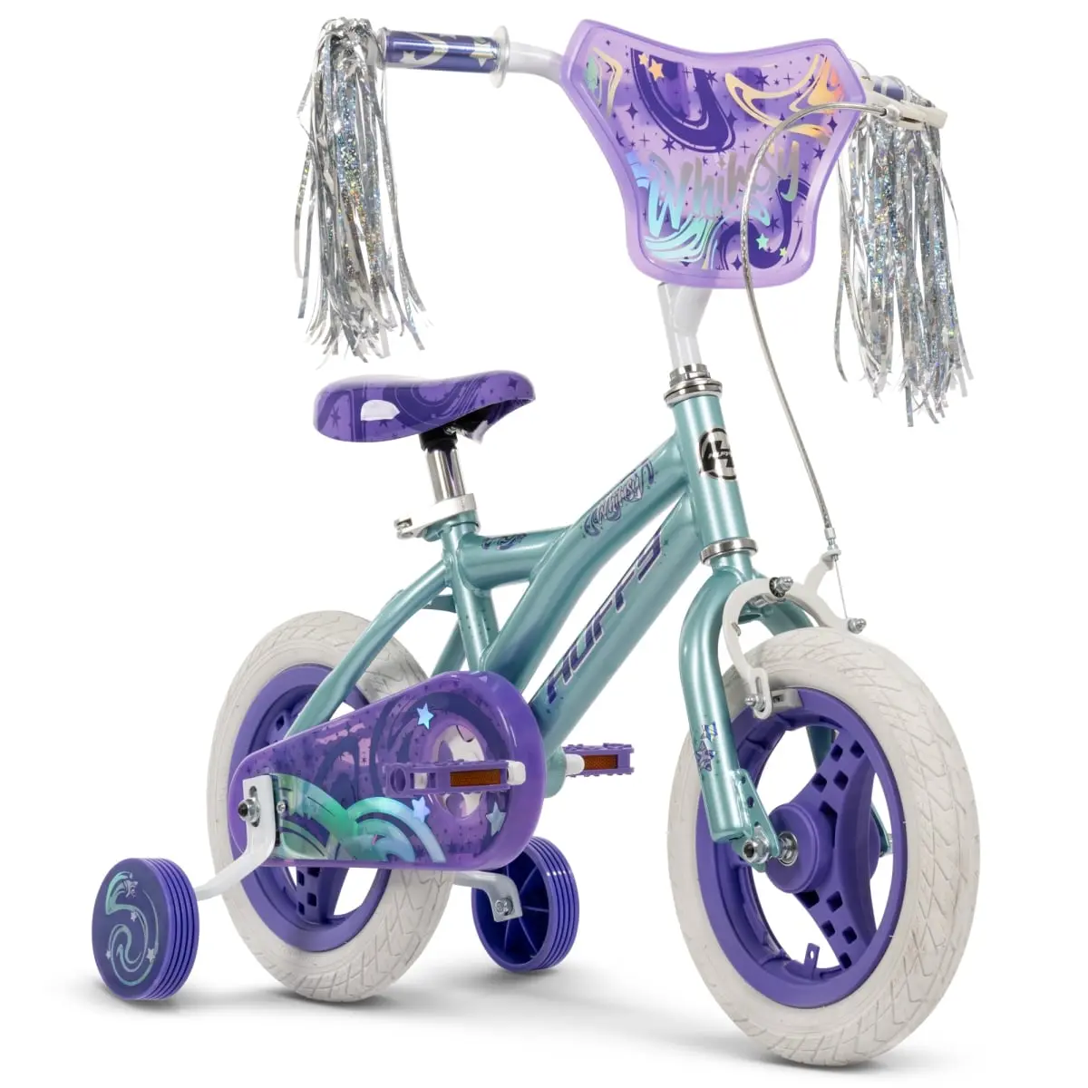 Huffy 22915 Whimsy 12-Inch Mini Girls' Bike - Removable Training Wheels - Beginner-Friendly - Dual Braking Options - Padded Junior Saddle - For Riders 37-42 Inches Tall - Blue