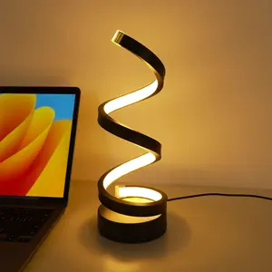 Modern Adjustable Spiral Led Desk Lamp with USB Powered Light, Soft Warm Glow, Space-Saving Design, Ideal for Home Bedroom Study Living Room Decor Lighting