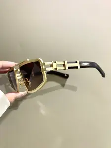 Punk Fashion High-End Glasses, Square Double-Beam Decorative Glasses, Hollow-Frame Legs Eyewear for Men and Women