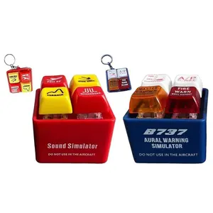 2PCS aviation warning sound simulator keychains, Boeing 737 & Airbus style with LED light, fun airplane alert toy, perfect stress relief gadget, gift for pilots, aviation fans, flight enthusiasts, or travel decor