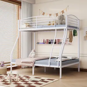 Twin over Full Bunk Bed, Metal Bunk Beds with Ladder and Guardrail,Heavy Duty Space Saving Design,Smooth Rounded Edges,Ideal for Dorms and Small Rooms