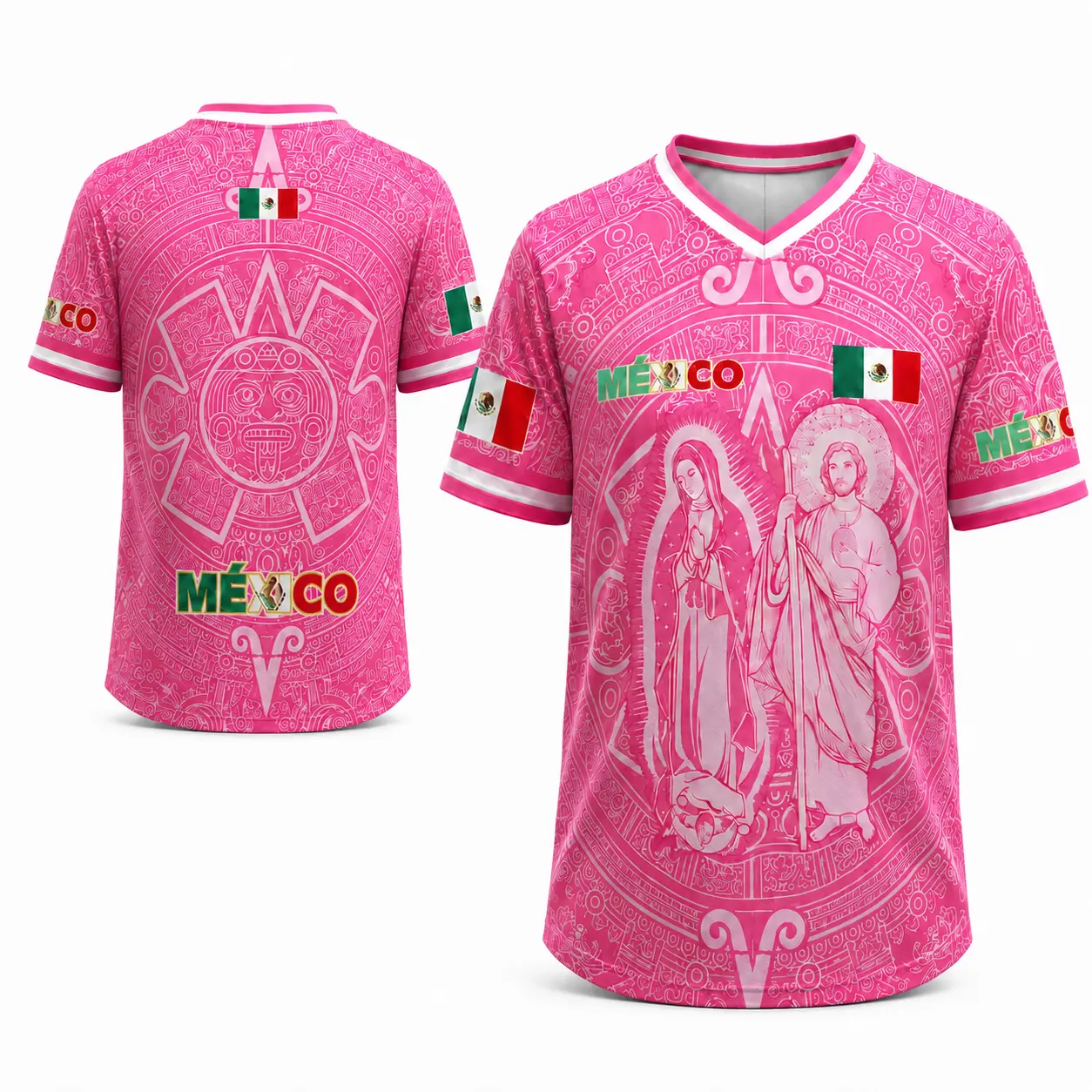 Men's Light Pink Virgencita & San Juditas Mexico 2026 Soccer Jersey, Mens Clothing, 2026 Soccer Fan Shirt, Casual Mexican Culture Sports Jersey, Mexico 2026 Jersey,summerwins