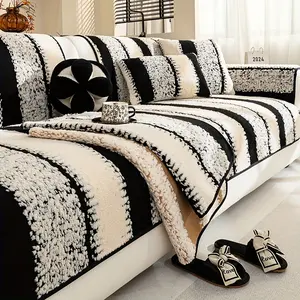 1pc Modern Plush Fur Sofa Cover - Thick Warm, Anti-, Breathable, Pet-Friendly, Machine Washable, Polyester Velveteen, Fits Armchair to Sectional Sofas, Home & Office Decor