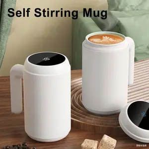 SPORTS JOY 13.5Oz Self Stirring Mug, LED Temperature Display Magnetic Stirring Cup, 316 Stainless Steel Auto Mixer Cup, Auto Magnetic Stirring Coffee Mug for Coffee, Milk, Protein Po Automatic Magnetic Stirring Coffee Mug