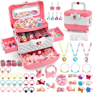TikTokShopSpringGlowUp 149 PCS Jewelry for Kids Girls, Dress-Up Jewelry Set, including hair clips, hair ties, necklaces, rings, earrings, etc., suitable for girls aged 3-12. Also a toy set, Christmas gift for children, and toddler play set.